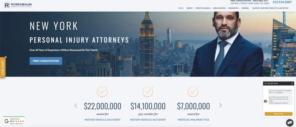 13 Proven SEO Strategies For Personal Injury Attorneys 3 Rosenbaum Personal Injury Lawyers website screenshot