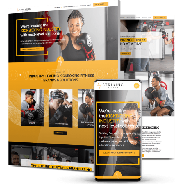 Image showing Striking Brands' website design on desktop and mobile