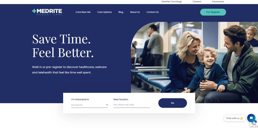 9 Effective Urgent Care Marketing Strategies Worth Trying 4 Medrite website screenshot