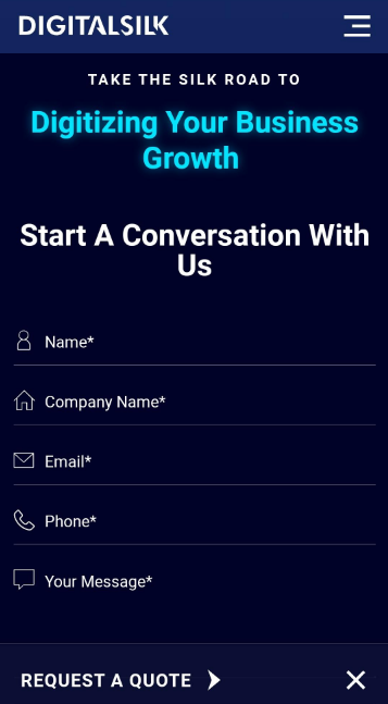 UX Design Principles & Best Practices For Higher On-Site Conversions 5 A screenshot of Digital Silk's mobile website look.