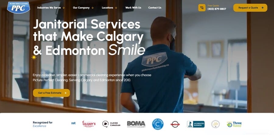 7 UX Mistakes Frequently Found On Most B2B Websites 7 Picture Perfect Cleaning website screenshot