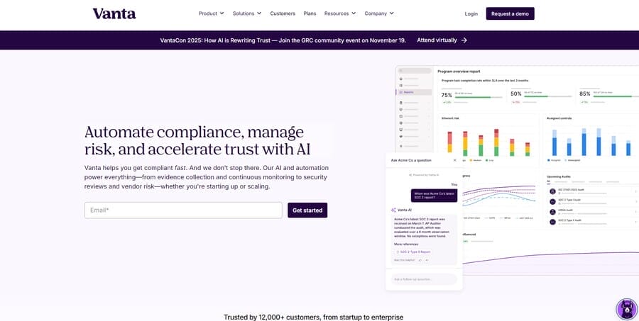 7 UX Mistakes Frequently Found On Most B2B Websites 4 Vanta website screenshot