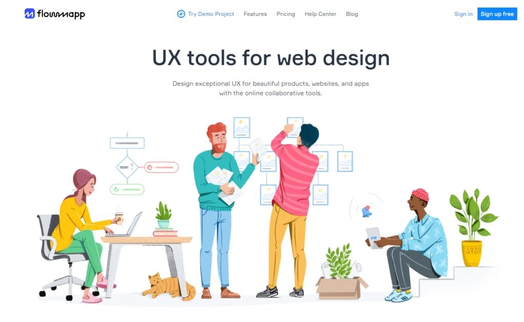 50+ UI/UX Terms You Need To Know 21 FlowMapp software landing page.