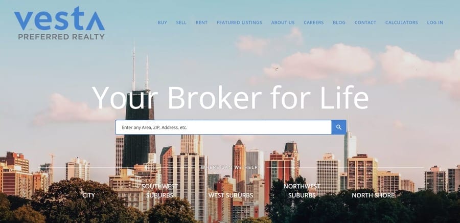 20 Best Real Estate Branding Ideas 10 Vesta Preferred Realty website screenshot