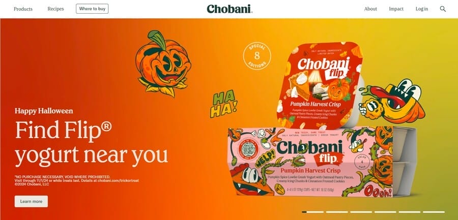 Visual Brand Language: 5 Crucial Elements & Examples 5 Chobani website screenshot