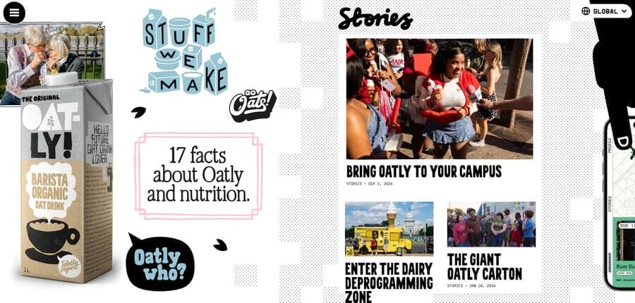 Visual Brand Language: 5 Crucial Elements & Examples 9 Oatly website screenshot