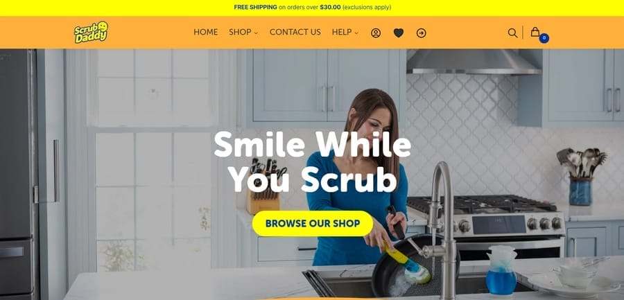 Visual Brand Language: 5 Crucial Elements & Examples 7 Scrub Daddy website screenshot
