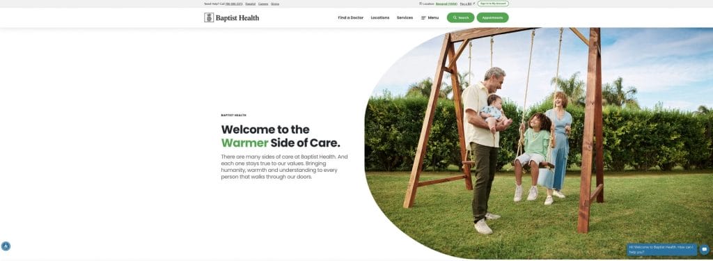 13 Worst Web Design Mistakes Miami CEOs Should Avoid 4 Baptist Health South Florida homepage screenshot