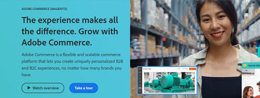 25 Best Web Design Tools For Your Business Website 19 A screenshot of Magento's website homepage