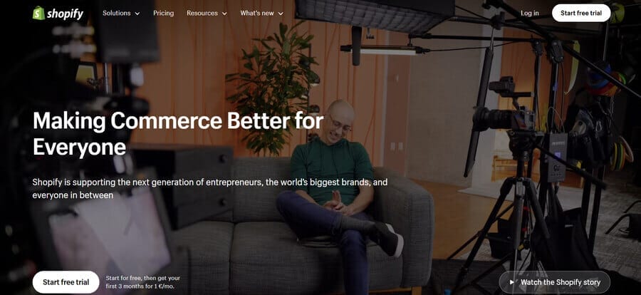 25 Best Web Design Tools For Your Business Website 17 A screenshot of Shopify's website homepage