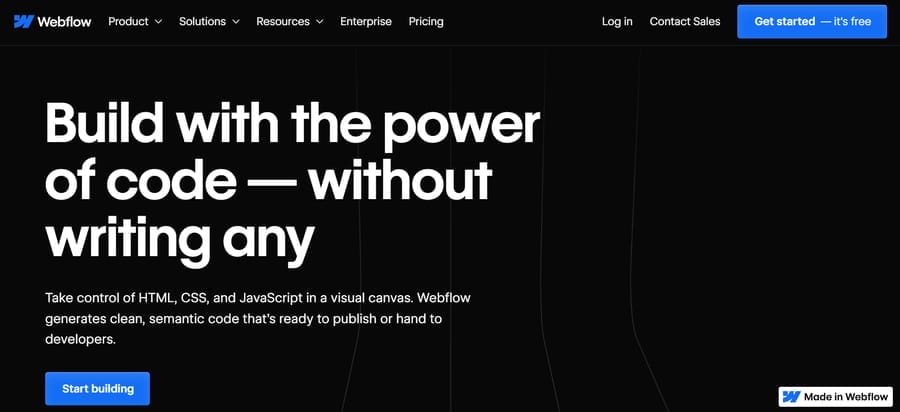 25 Best Web Design Tools For Your Business Website 20 A screenshot of Webflow's website homepage