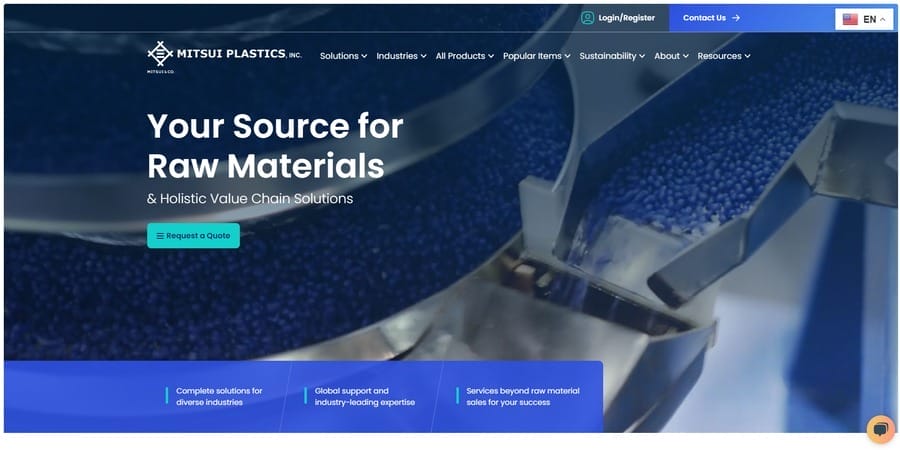 Top 15 Web Design Trends For NYC Brands 16 Mitsui Plastics website screenshot