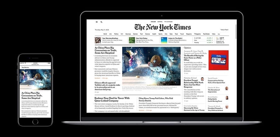 Top 15 Web Design Trends For NYC Brands 1 Image showing The New York Times' AMPs