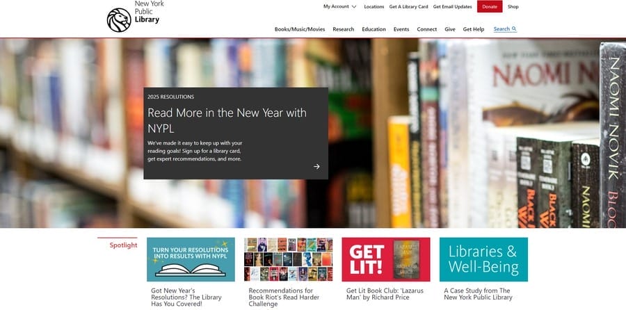 Top 15 Web Design Trends For NYC Brands 13 NYPL website screenshot