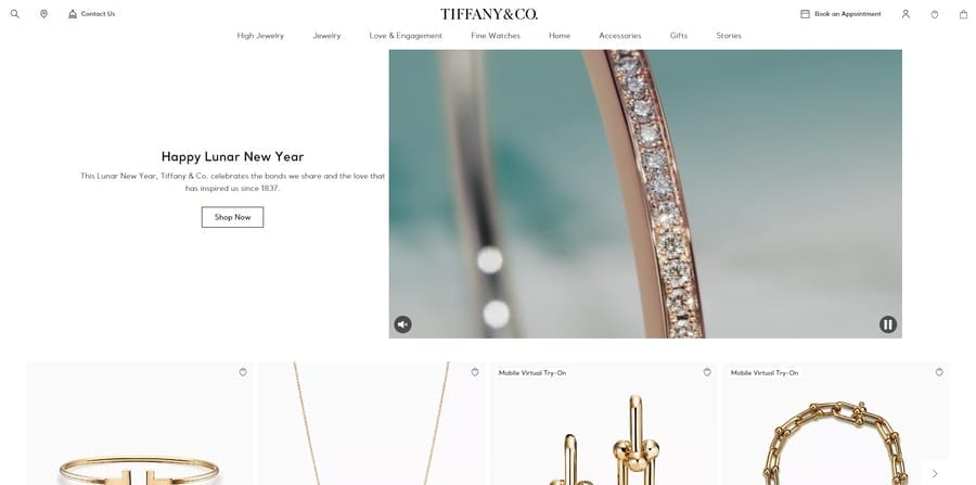 Top 15 Web Design Trends For NYC Brands 9 Tiffany & Co. website screenshot