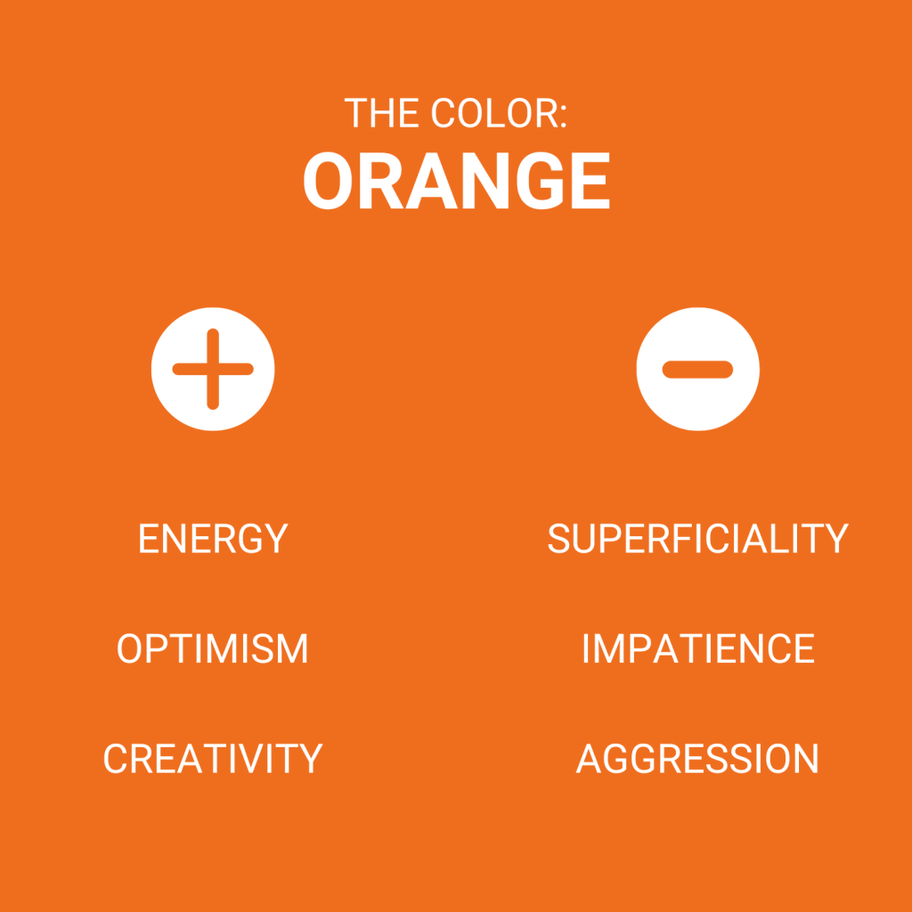 Complete Guide To Website Color Schemes: Psychology & Examples 29 An image showing positive and negative connotations of the color orange