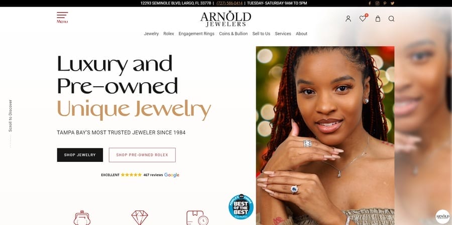 How Digital Silk Boosted Clients' ROI With Web Design In 2024 4 Arnold Jewelers website screenshot