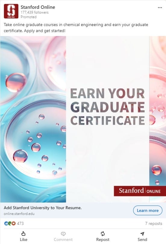 How To Attract Targeted Traffic With A Marketing Strategy 5 Image showing Stanford's LinkedIn Ads