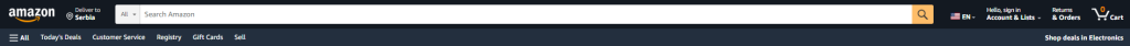 A Complete Website Navigation Guide: How-To Build The Perfect User Journey 1 An image of Amazon's global navigation bar.