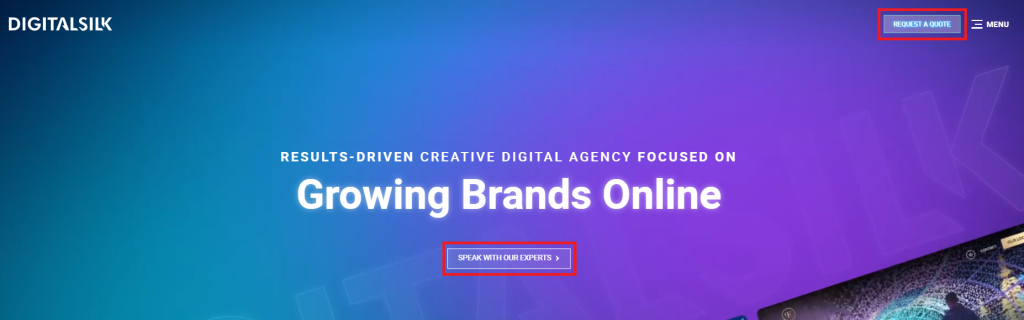 A Complete Website Navigation Guide: How-To Build The Perfect User Journey 15 Digital Silk's website - featured example of how to use CTAs buttons effectively.