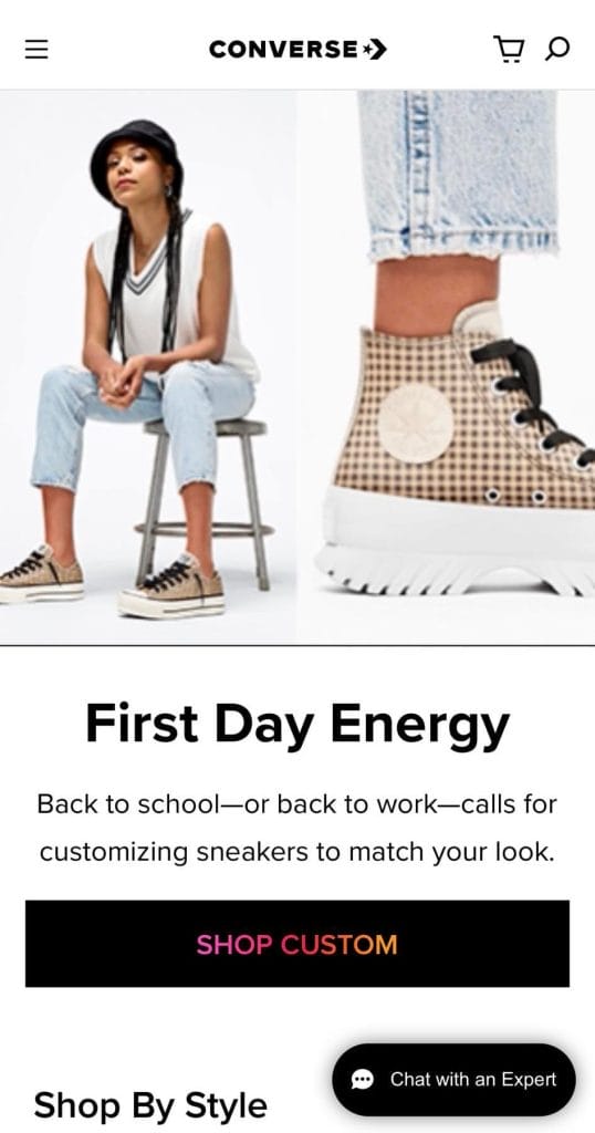 What Is Responsive Web Design? Definition, Benefits + Examples From Top Brands 4 Converse mobile homepage screenshot