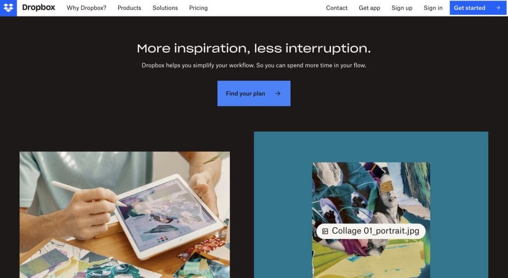 What Is Responsive Web Design? Definition, Benefits + Examples From Top Brands 6 Dropbox mobile homepage