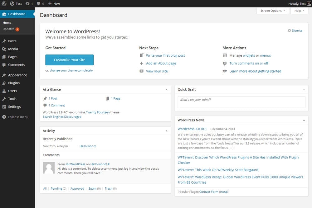 WordPress For Business: The Ultimate Guide With Best Practices 1 wordpress for business dashboard example