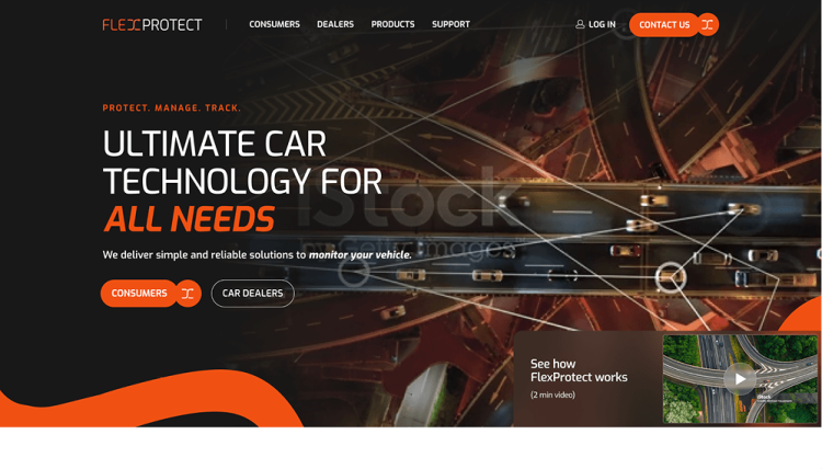 eCommerce Development 18 Automotive technology website design featuring connected car solutions with bold UI and service-focused layout