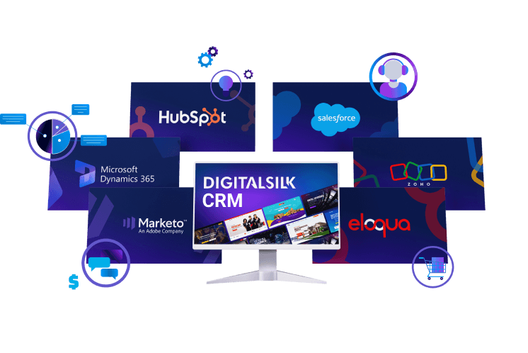 A collage of Digital Silk's CRM consulting services