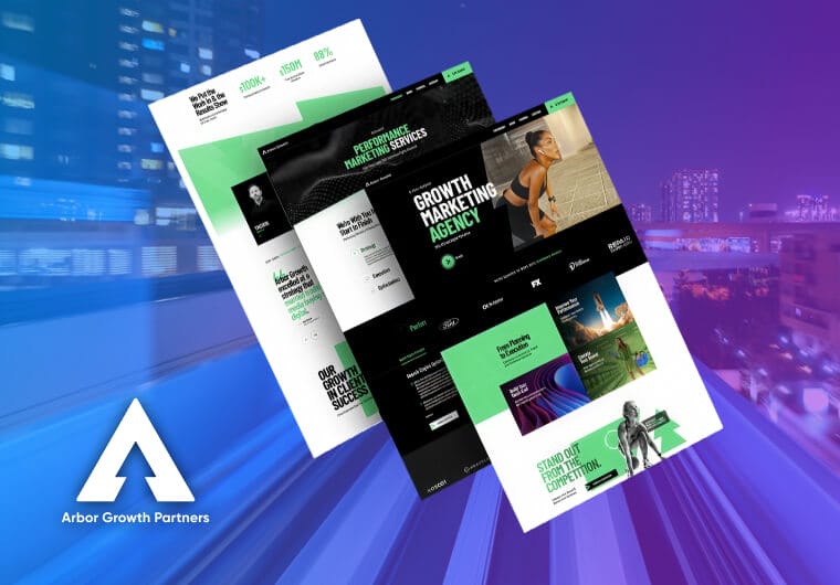 Three stacked images of Arbor Growth's website design