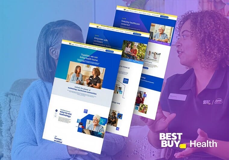 Best Buy Health website design showcasing connected healthcare solutions, telehealth experiences, and patient-centered digital care through clean, accessible, and modern layouts.