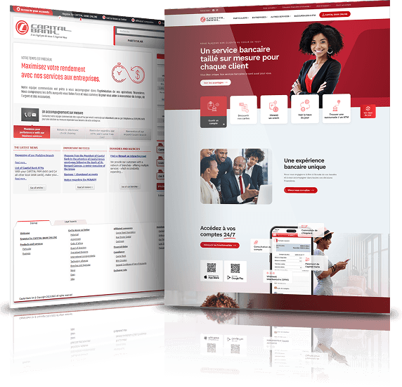Image showing the before and after of Capital Bank's website design