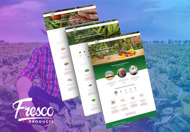 Three stacked images of Fresco Products' website design