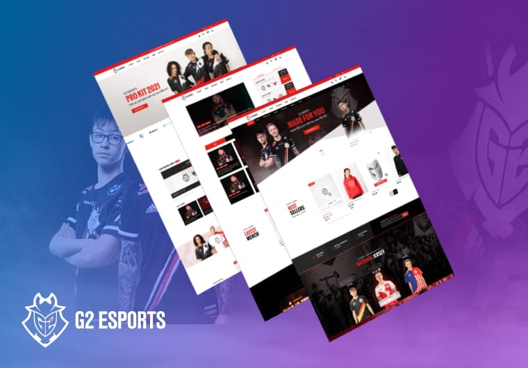 G2 Esports ecommerce website design showcase featuring gaming merchandise and responsive online shopping experience