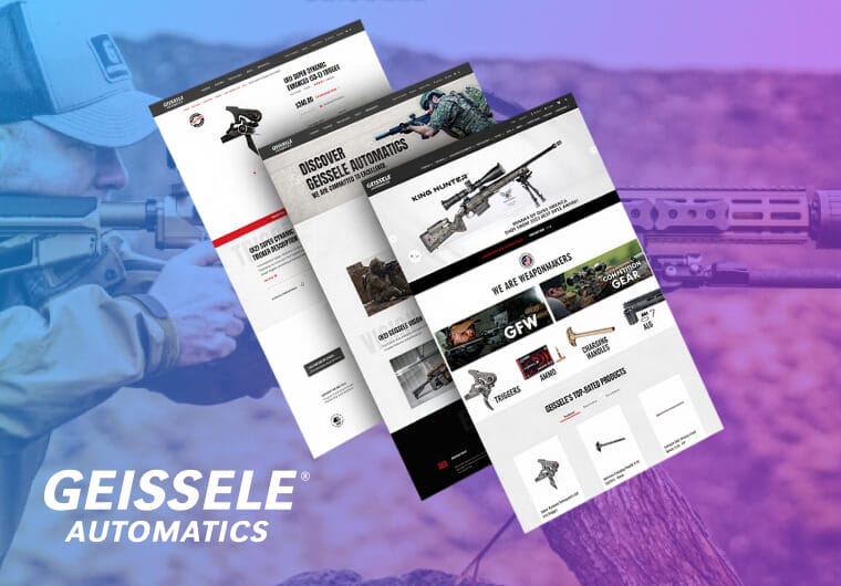 Three stacked images of Geissele Automatics' website design
