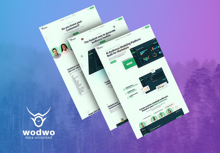 Three stacked images of Wodwo's website design