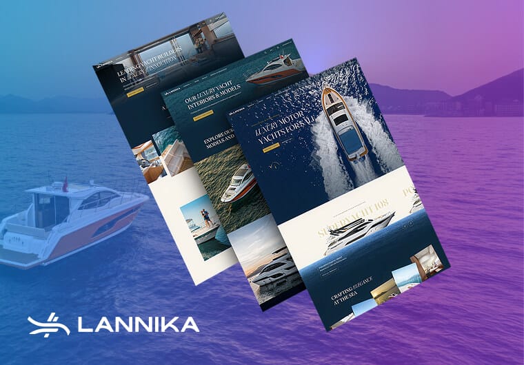 Lannika yacht marketing brochures and promotional materials mockup