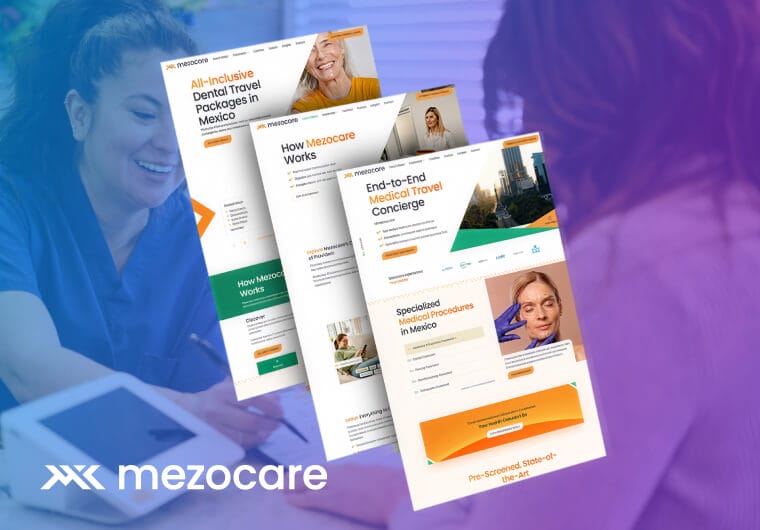 Mezocare medical travel website design showcase featuring responsive healthcare service pages and patient-focused user experience