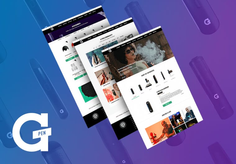 G Pen vape product ecommerce website design