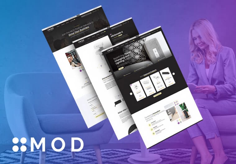 MOD smart lighting website design showcase featuring modern home automation and connected lighting solutions