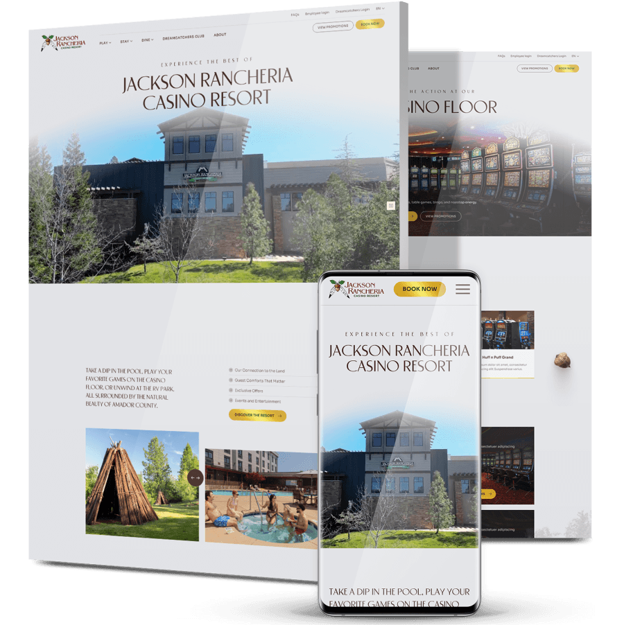 Image showing Jackson Rancheria's website on desktop and mobile