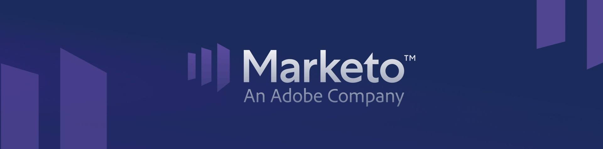Marketo Engage's logo on a dark blue background