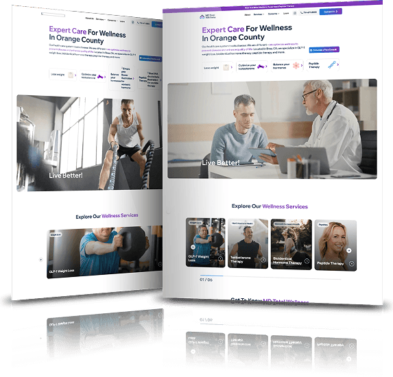 Image showing the before and after of MD Total Wellness' website design