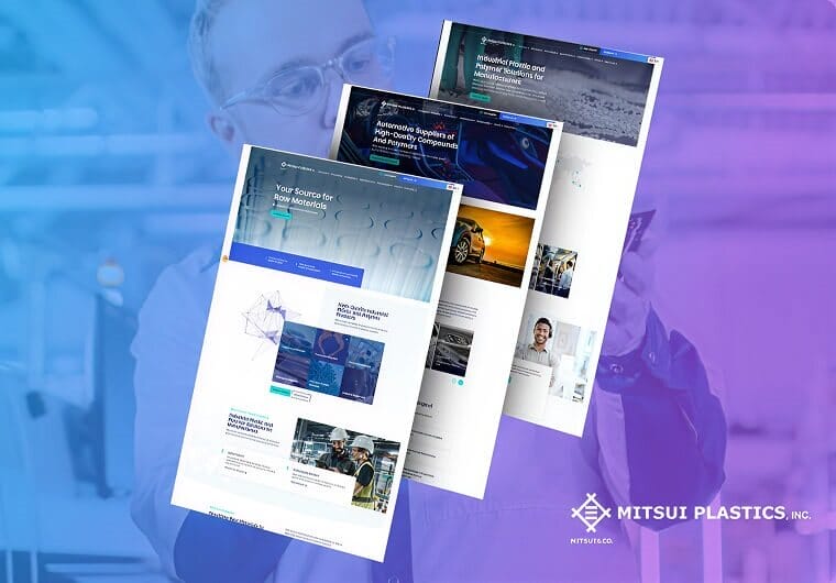 Mitsui Plastics website redesign showcasing advanced polymer solutions, raw materials expertise, and industrial innovation through clean, modern digital experiences.