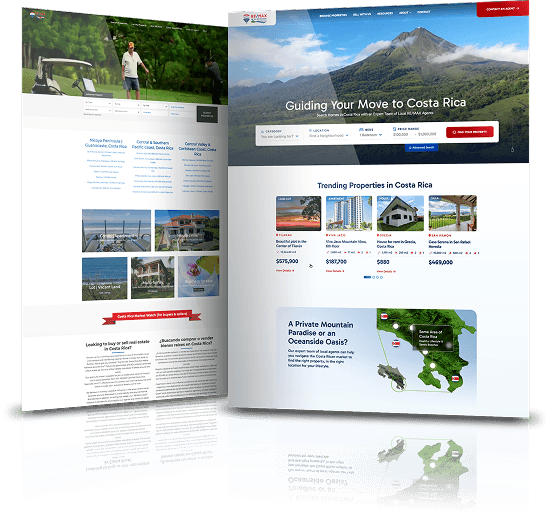 Image showing the before and after of Remax Costa Rica's website design