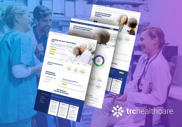 TRC Healthcare website design showcasing trusted clinical decision support tools, healthcare education resources, and patient-focused digital experiences through clean, data-driven layouts.