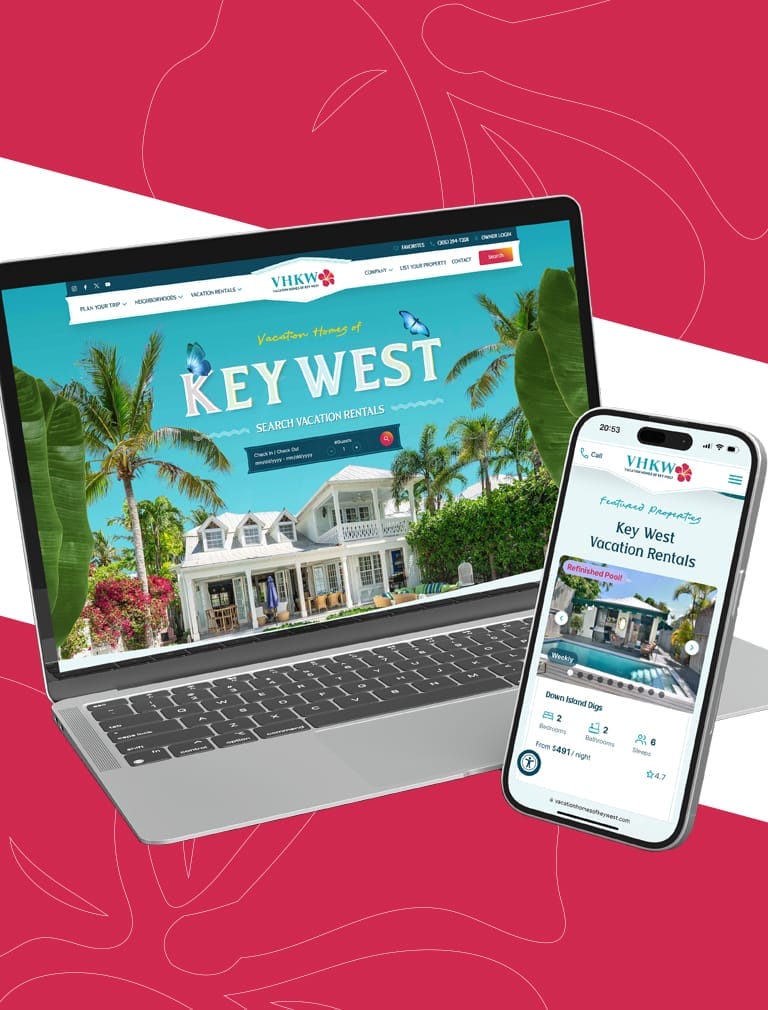 Vacation Homes of Key West website design on desktop and mobile devices
