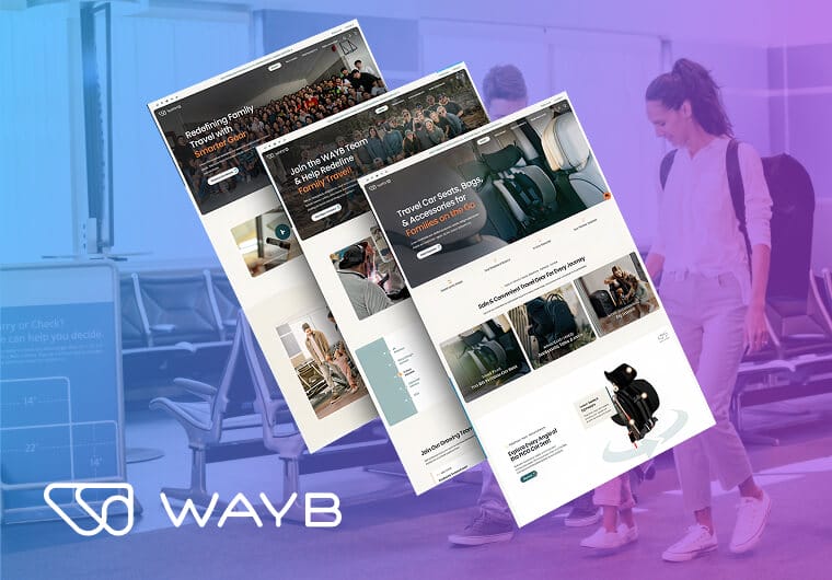 Three stacked images of WAYB's website design