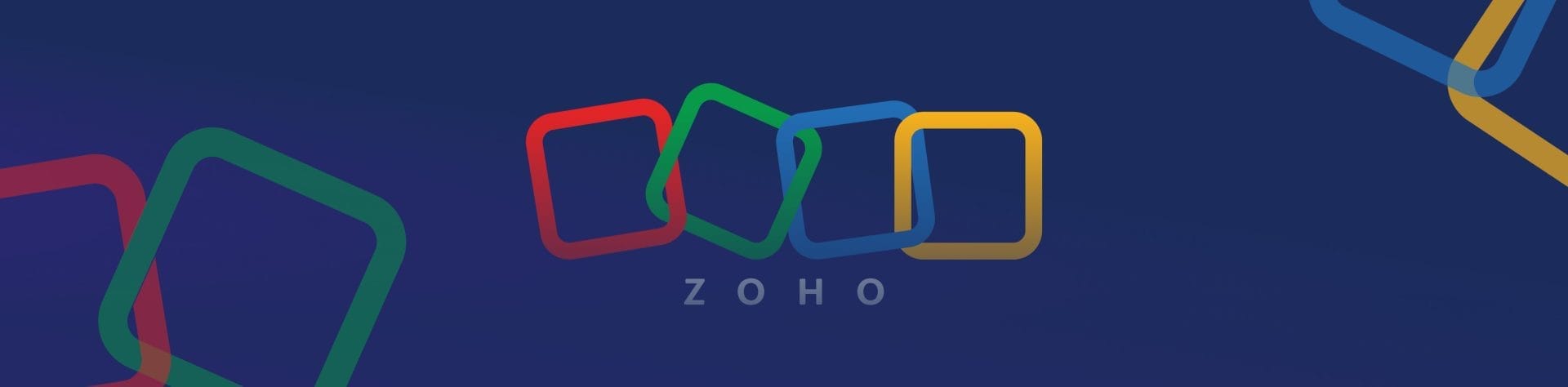 Zoho logo on a dark blue background
