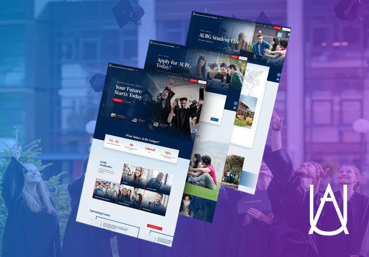 AUBG university website design showcase featuring modern academic layouts and student-focused user experience